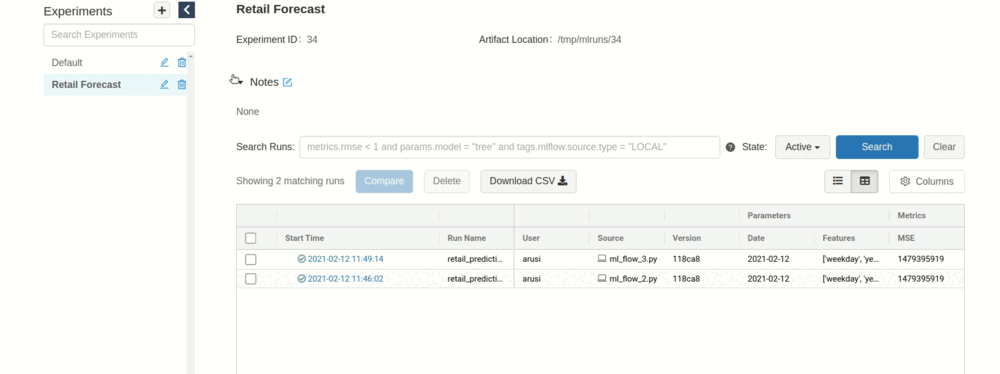 peek ml flow artifacts